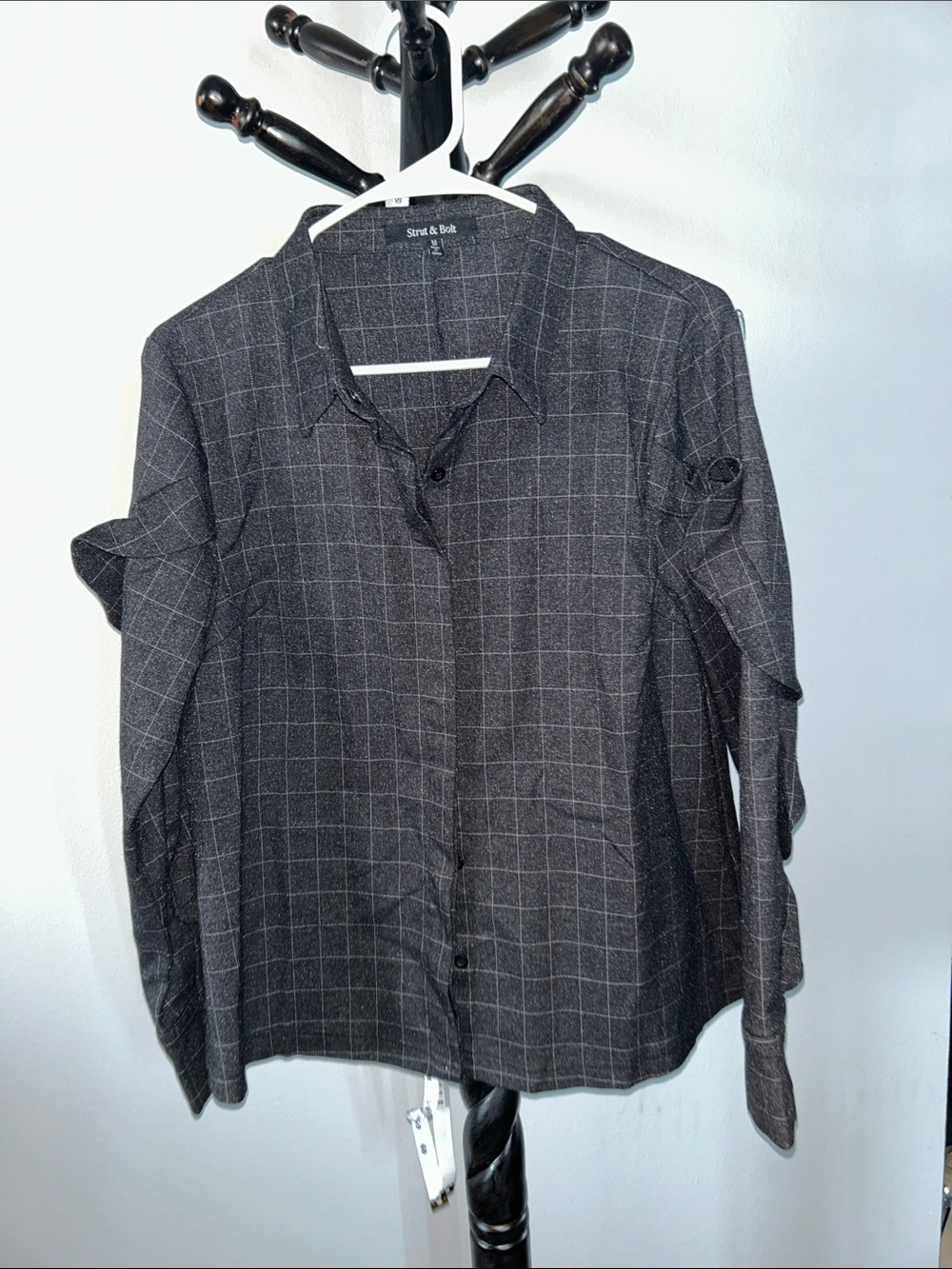 Strut & Bolt Charcoal Windowpane Button-Up Shirt Jacket